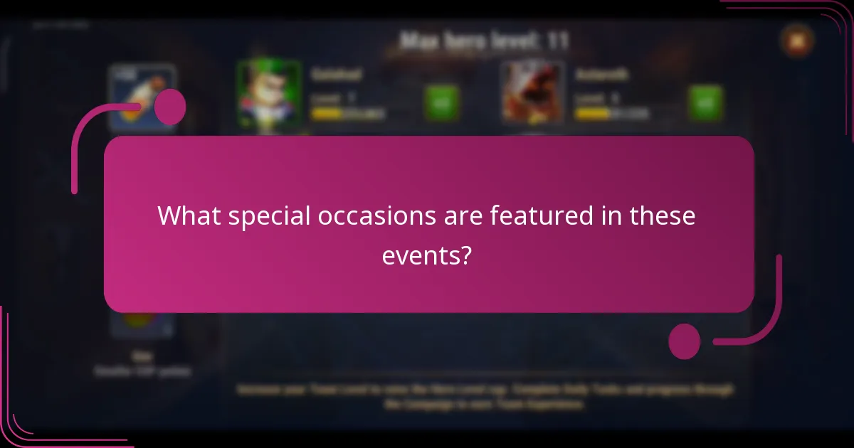 What special occasions are featured in these events?